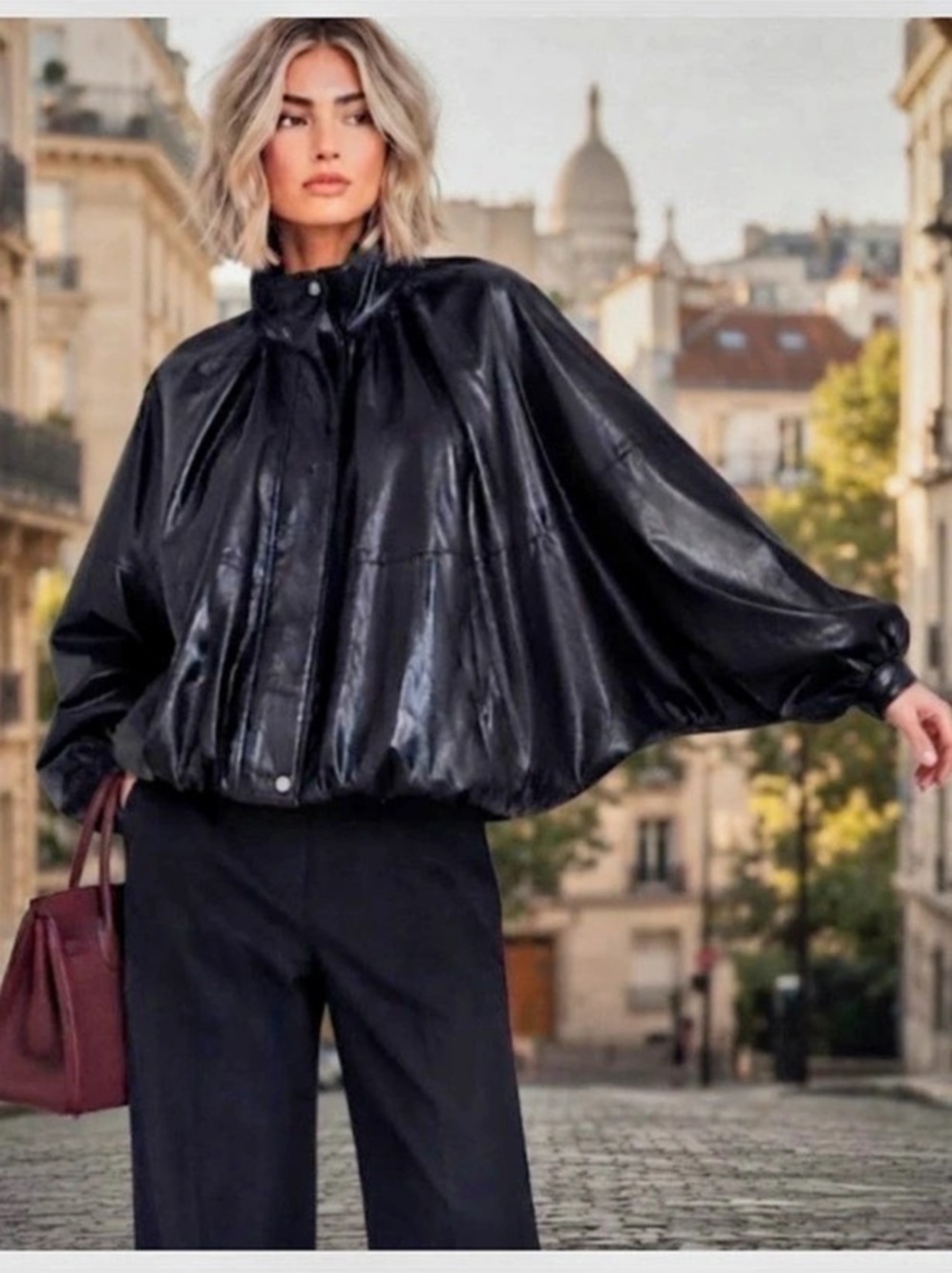 Zara Black Faux Leather Jacket